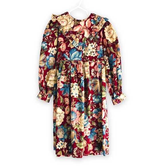 Vintage Bearware Girl’s Size 5 Floral Dress Retro Prairiecore Made In USA Roses